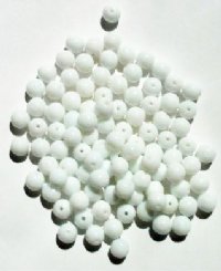 100 6mm Round Opaque White Glass Beads